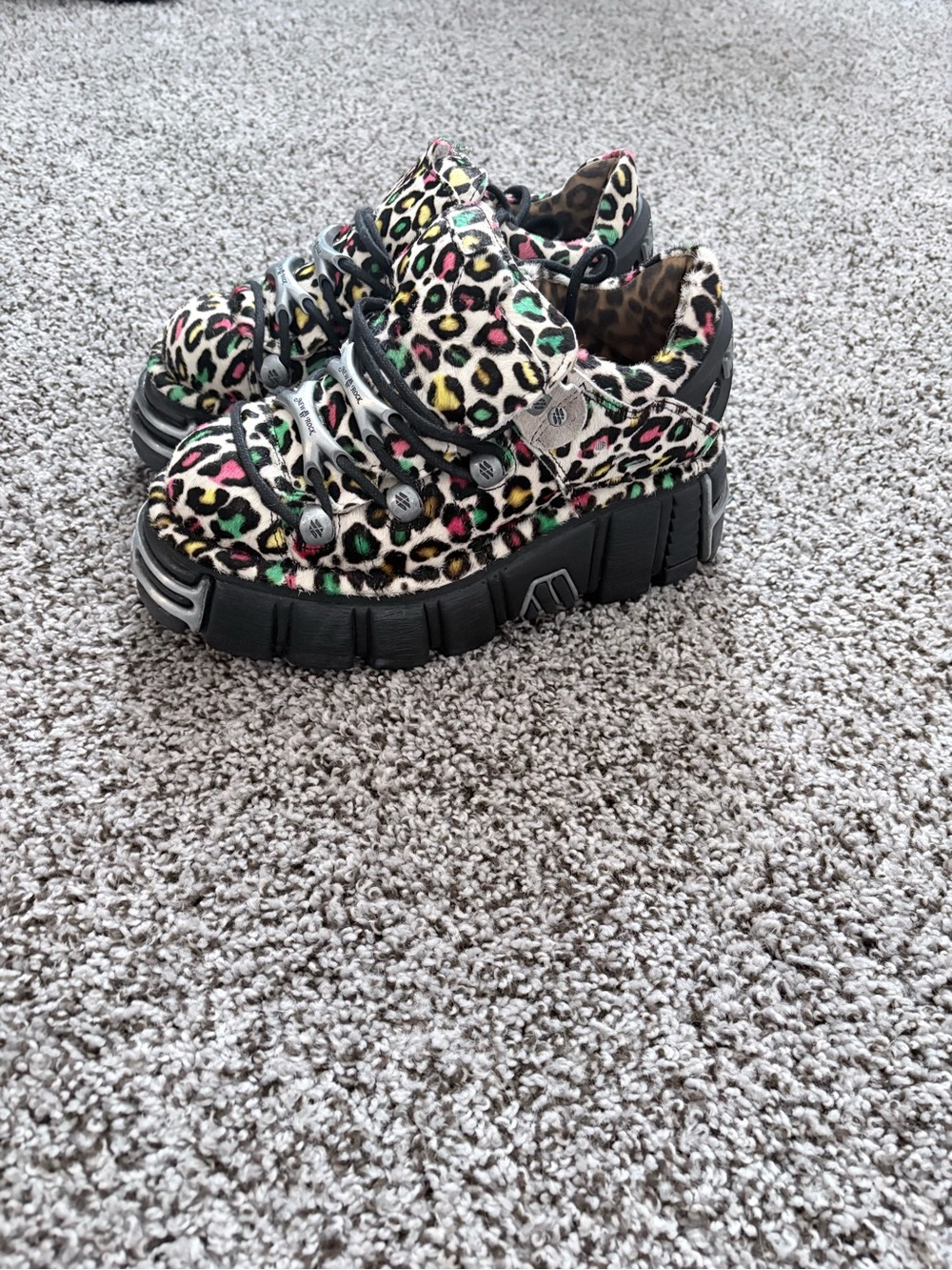 New Rock  Leopard Print Platform Sneakers SZ EU 38